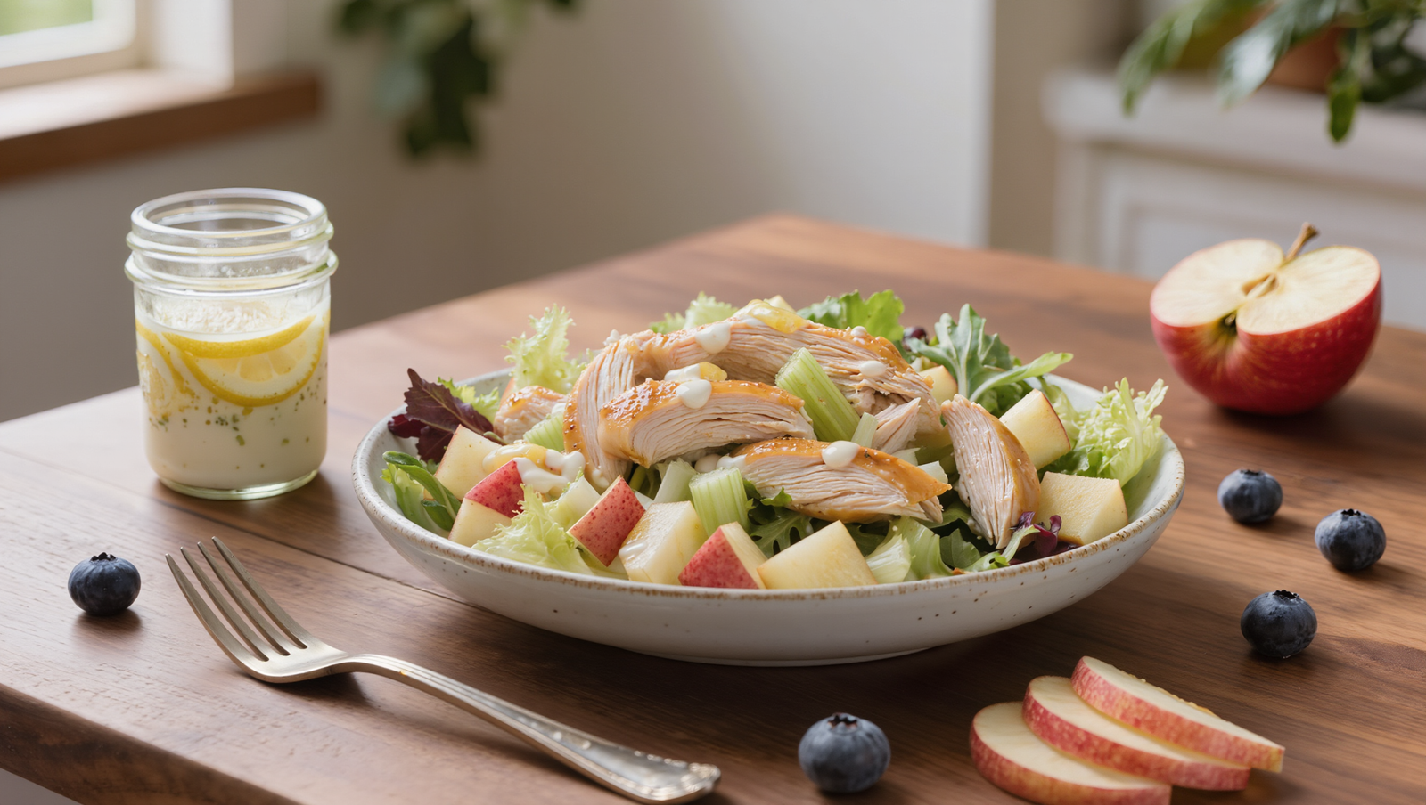 Healthy Chicken and Apple Salad with Zesty Coconut-Lemon Dressing